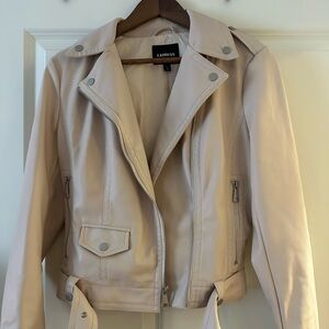Express Women's Beige Leather Jacket